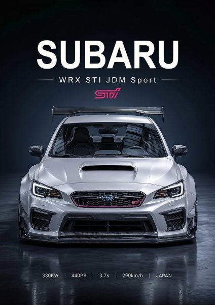 sleek white Subaru WRX STI JDM Sport Car Araba Posteri – Duvar Tablosu