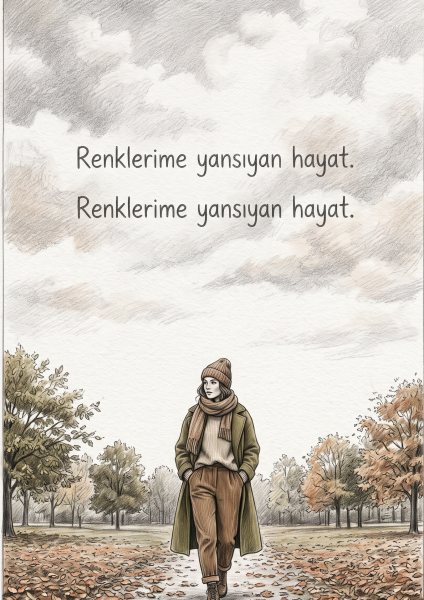 Sonbahar Modası Posteri – Karakalem Duvar Tablosu duvarda gerçek ölçek