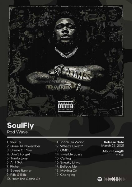 SoulFly Album Cover by Rod Wave Müzik Posteri – Duvar Tablosu duvarda gerçek ölçek