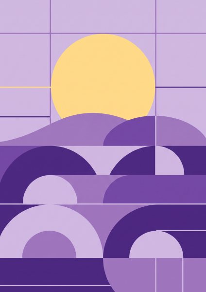 Soyut Gün Batımı Poster – Bauhaus (A4 / A3, Çerçeveli – Çerçevesiz)