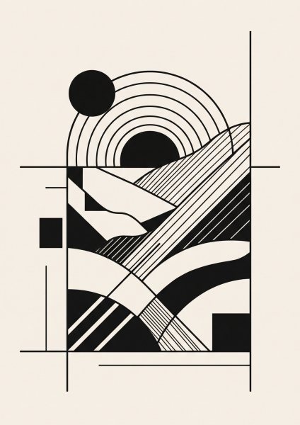 Soyut Gün Batımı Posteri – Bauhaus Duvar Tablosu
