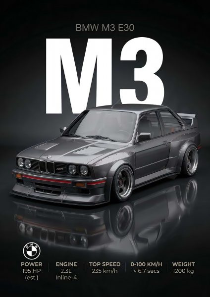 Sport legend BMW M3 E30 Araba Posteri – Duvar Tablosu