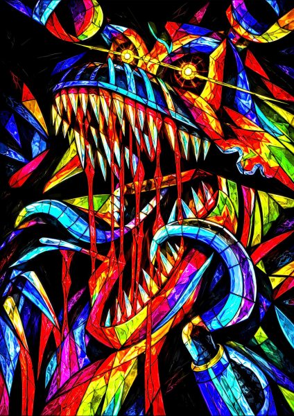 Stained Glass Foxy Art Film Posteri – Duvar Tablosu duvarda gerçek ölçek