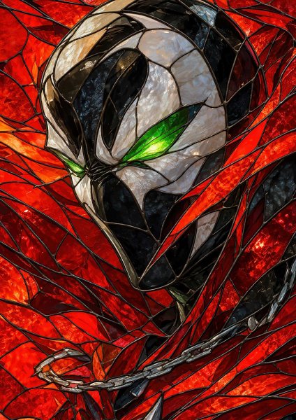 Stained Glass Spawn Portrait Film Posteri – Duvar Tablosu duvarda gerçek ölçek