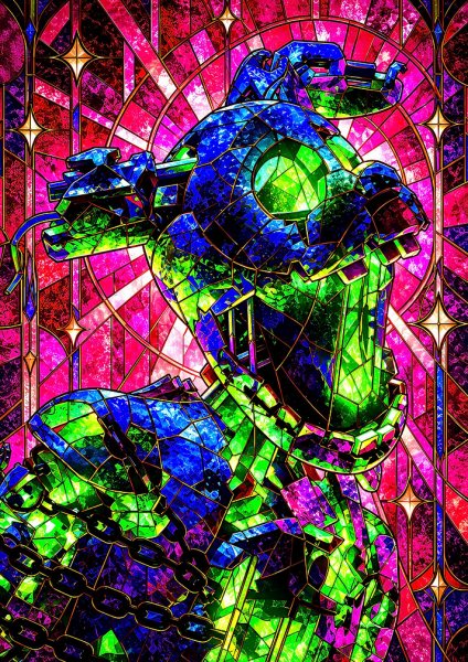 Stained Glass Springtrap FNAF Art Film Posteri – Duvar Tablosu duvarda gerçek ölçek