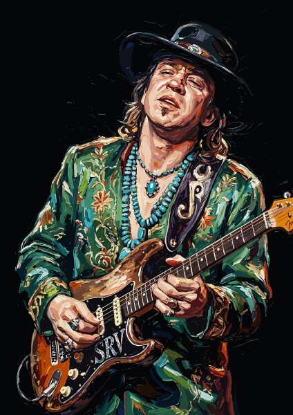 Stevie Ray Vaughan Painting Müzik Posteri – Duvar Tablosu duvarda gerçek ölçek