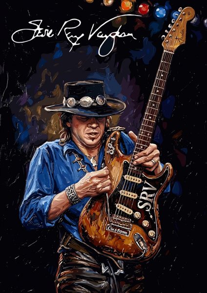 Stevie Ray Vaughan with Guitar Müzik Posteri – Duvar Tablosu poster görseli