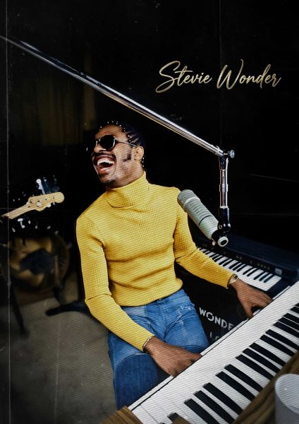 Stevie Wonder Playing Piano Portrait Müzik Posteri – Duvar Tablosu duvarda gerçek ölçek