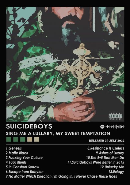 Suicideboys Album Müzik Posteri – Duvar Tablosu duvarda gerçek ölçek