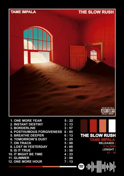Tame Impala - The Slow Rush Album Müzik Posteri – Duvar Tablosu duvarda gerçek ölçek