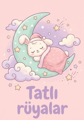 Tatlı Rüyalar Poster – Sevimli (A4 / A3, Çerçeveli – Çerçevesiz)
