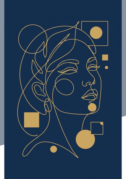 Tek Çizgi Kadın Yüzü Posteri – Bauhaus Duvar Tablosu