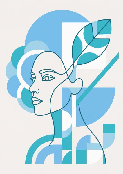 Tek Çizgi Kadın Yüzü Posteri – Bauhaus Duvar Tablosu