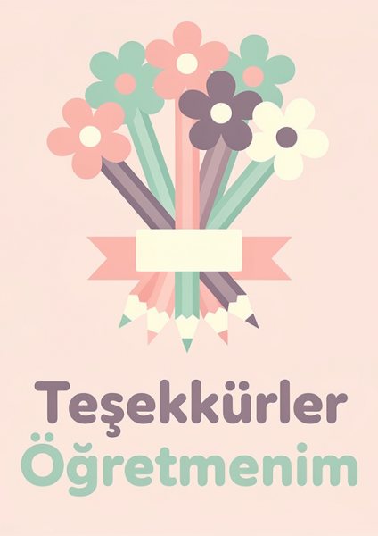 Teşekkürler Öğretmenim Posteri – Düz vektör Duvar Tablosu