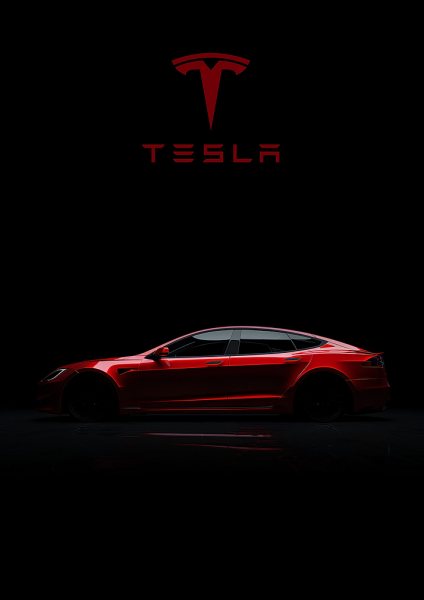 Tesla Model S Red Cars Araba Posteri – Duvar Tablosu