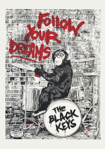 The Black Keys Monkey Drummer Müzik Posteri – Duvar Tablosu duvarda gerçek ölçek