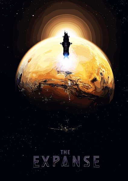 The Expanse Spaceship and Planet Film Posteri – Duvar Tablosu duvarda gerçek ölçek
