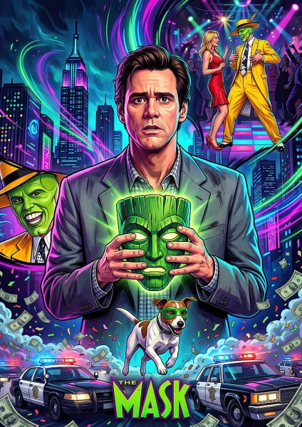 The Mask Movie Poster Art Film Posteri – Duvar Tablosu duvarda gerçek ölçek