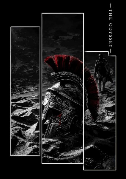 The Odyssey Spartan Helmet Art Film Posteri – Duvar Tablosu duvarda gerçek ölçek