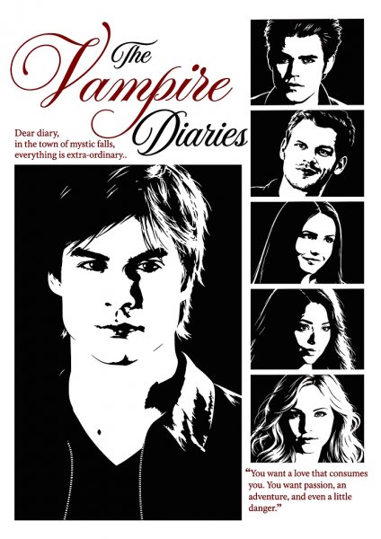 The Vampire Diaries Minimalist Film Posteri – Duvar Tablosu duvarda gerçek ölçek