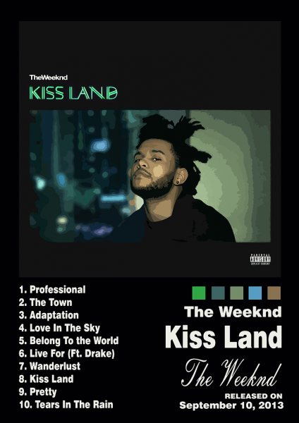 The Weeknd - Kiss Land Album Cover Müzik Posteri – Duvar Tablosu duvarda gerçek ölçek