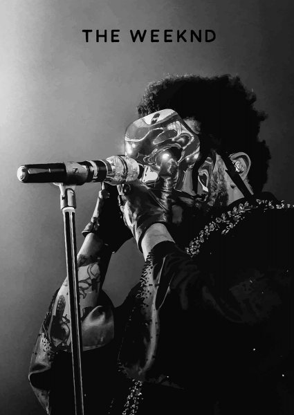 The Weeknd Performing in Mask Müzik Posteri – Duvar Tablosu duvarda gerçek ölçek