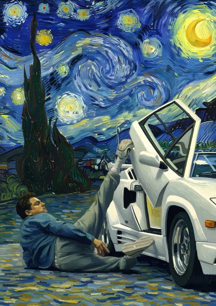 The Wolf of Wall Street Movie Starry Night Lamborghini Araba Posteri – Duvar Tablosu