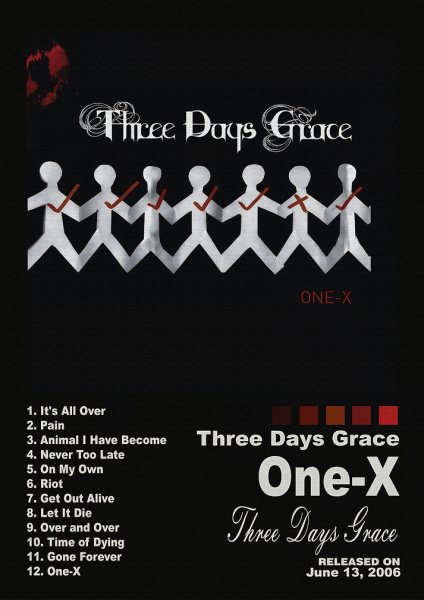 Three Days Grace One-X Album Müzik Posteri – Duvar Tablosu duvarda gerçek ölçek