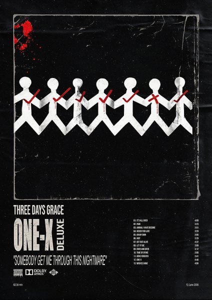 Three Days Grace One-X Album Müzik Posteri – Duvar Tablosu duvarda gerçek ölçek