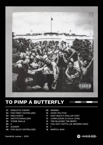 To Pimp a Butterfly Album Cover Müzik Posteri – Duvar Tablosu duvarda gerçek ölçek