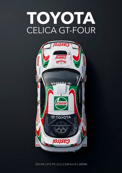Toyota Celica GT-Four Rally Car Araba Posteri – Duvar Tablosu duvarda gerçek ölçek