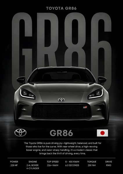 Toyota GR86 Sports Car Araba Posteri – Duvar Tablosu poster görseli
