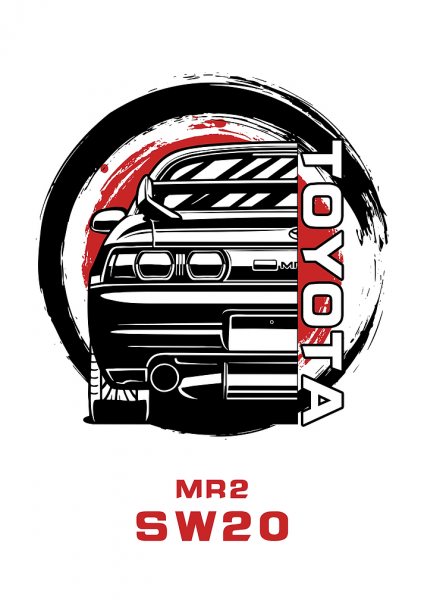 Toyota MR2 Araba Posteri – Duvar Tablosu duvarda gerçek ölçek