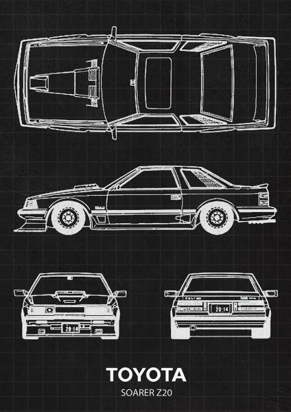 TOYOTA SOARER Z20 Araba Posteri – Duvar Tablosu duvarda gerçek ölçek