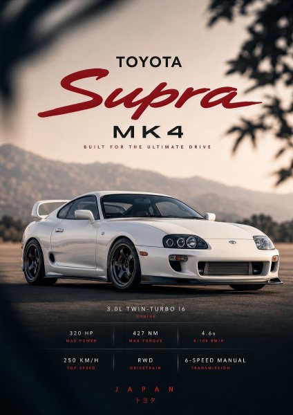 Toyota Supra MK4 Automotive Araba Posteri – Duvar Tablosu