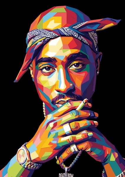 Tupac Shakur Pop Art Portrait Müzik Posteri – Duvar Tablosu duvarda gerçek ölçek