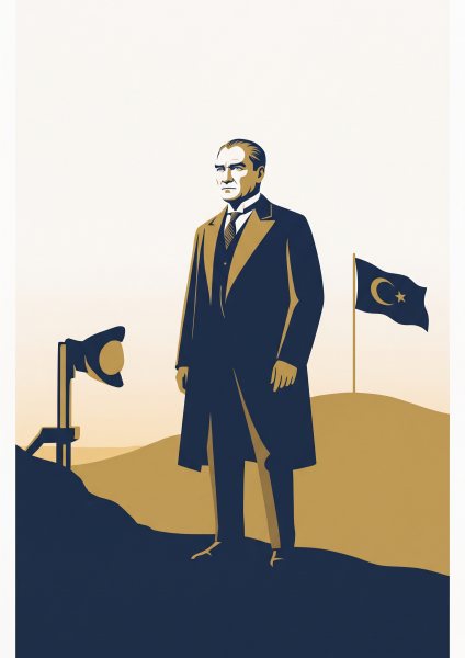 Ufka Bakan Atatürk Posteri – Minimal Duvar Tablosu poster görseli
