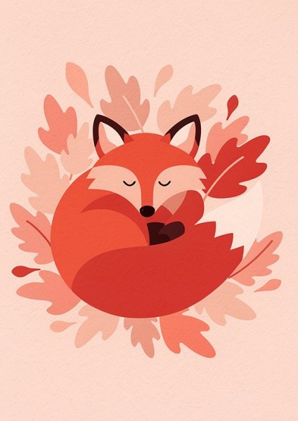 Uyuyan Tilki Posteri – Minimal Duvar Tablosu