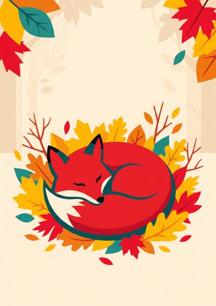 Uyuyan Tilki Posteri – Minimal Duvar Tablosu