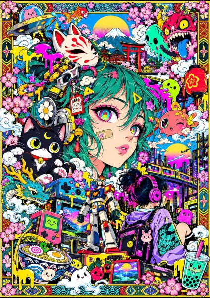 Vibrant Anime Aesthetic Collage Film Posteri – Duvar Tablosu