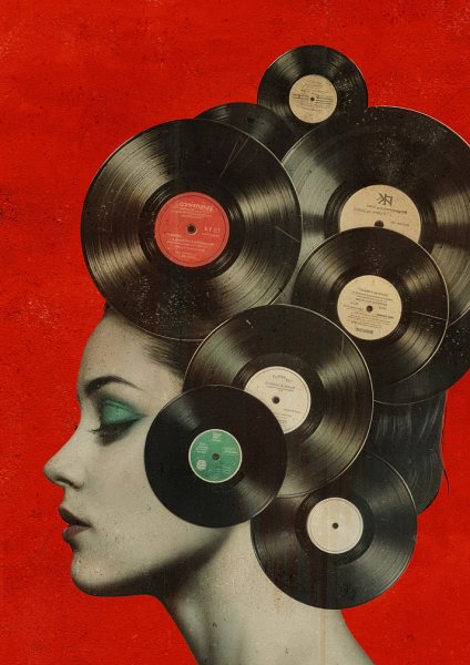 Vinyl Records Retro Woman Müzik Posteri – Duvar Tablosu poster görseli