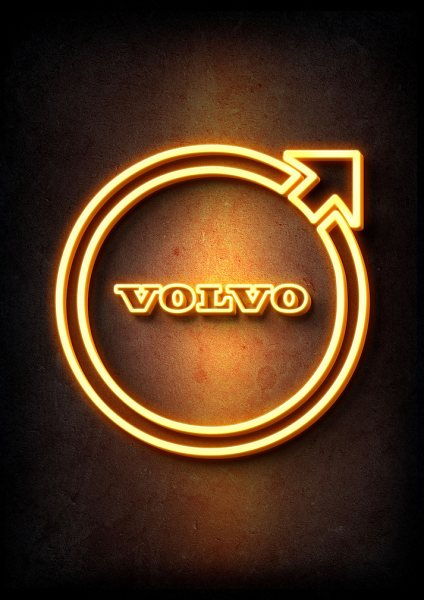 volvo neon Araba Posteri – Duvar Tablosu duvarda gerçek ölçek