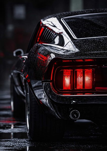 Wet Black Classic Car Tail Lights Araba Posteri – Duvar Tablosu