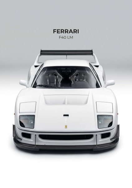 white Ferrari F40 LM Araba Posteri – Duvar Tablosu