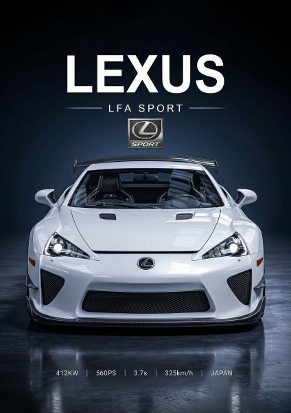 white sleek Lexus LFA Sport Araba Posteri – Duvar Tablosu
