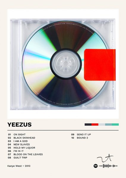 Yeezus Album Cover Art Müzik Posteri – Duvar Tablosu duvarda gerçek ölçek