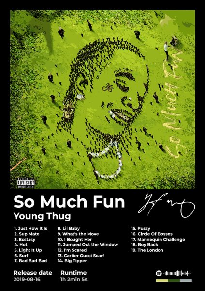 Young Thug - So Much Fun Album Müzik Posteri – Duvar Tablosu duvarda gerçek ölçek