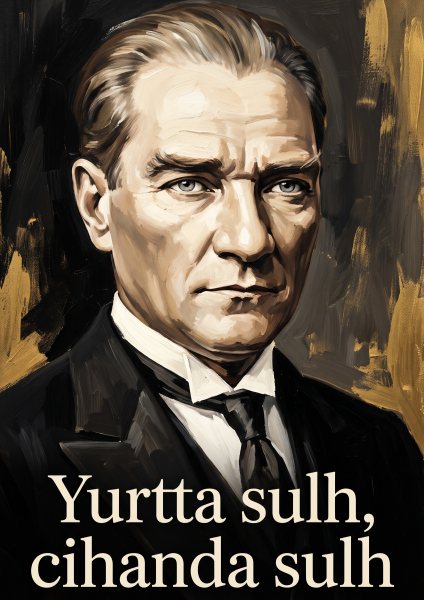 Yurtta Sulh Cihanda Sulh Atatürk Posteri – Yağlı boya Duvar Tablosu