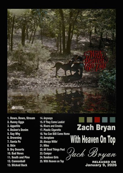 Zach Bryan With Heaven On Top Müzik Posteri – Duvar Tablosu