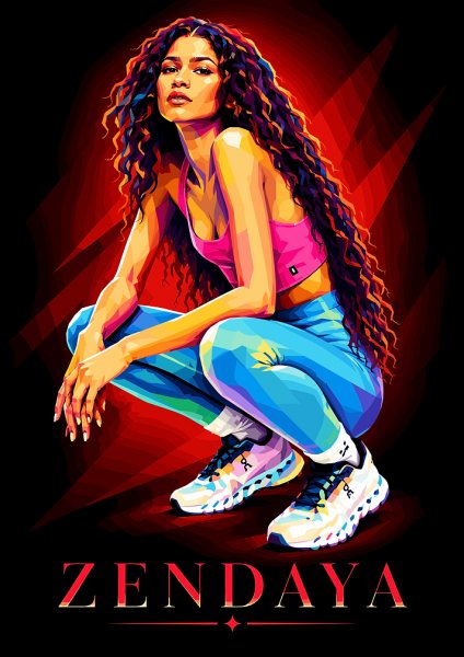 Zendaya Pop Art Portrait Film Posteri – Duvar Tablosu duvarda gerçek ölçek